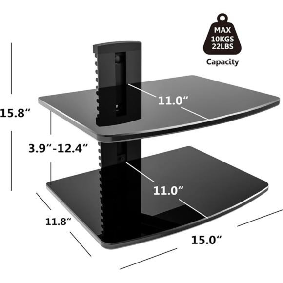 2 Tiers Floating Shelves for Wall Under TV DVD Shelf Wall Mount Shelves - Picture 5 of 5